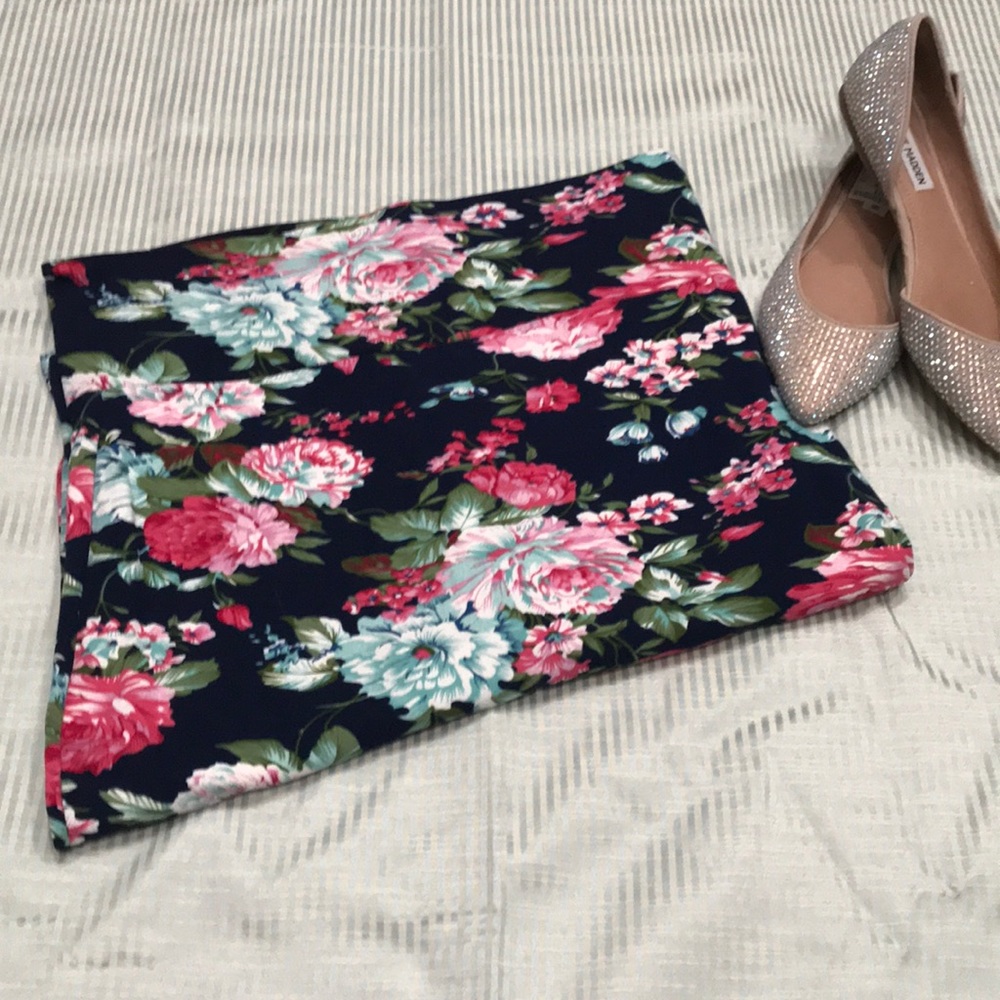Navy and Floral pencil skirt